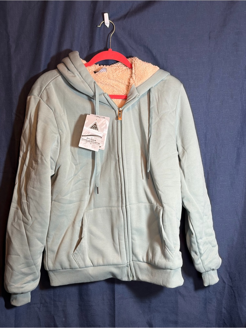 NWT Light Aqua Sherpa-Lined Zip Hoodie Jacket